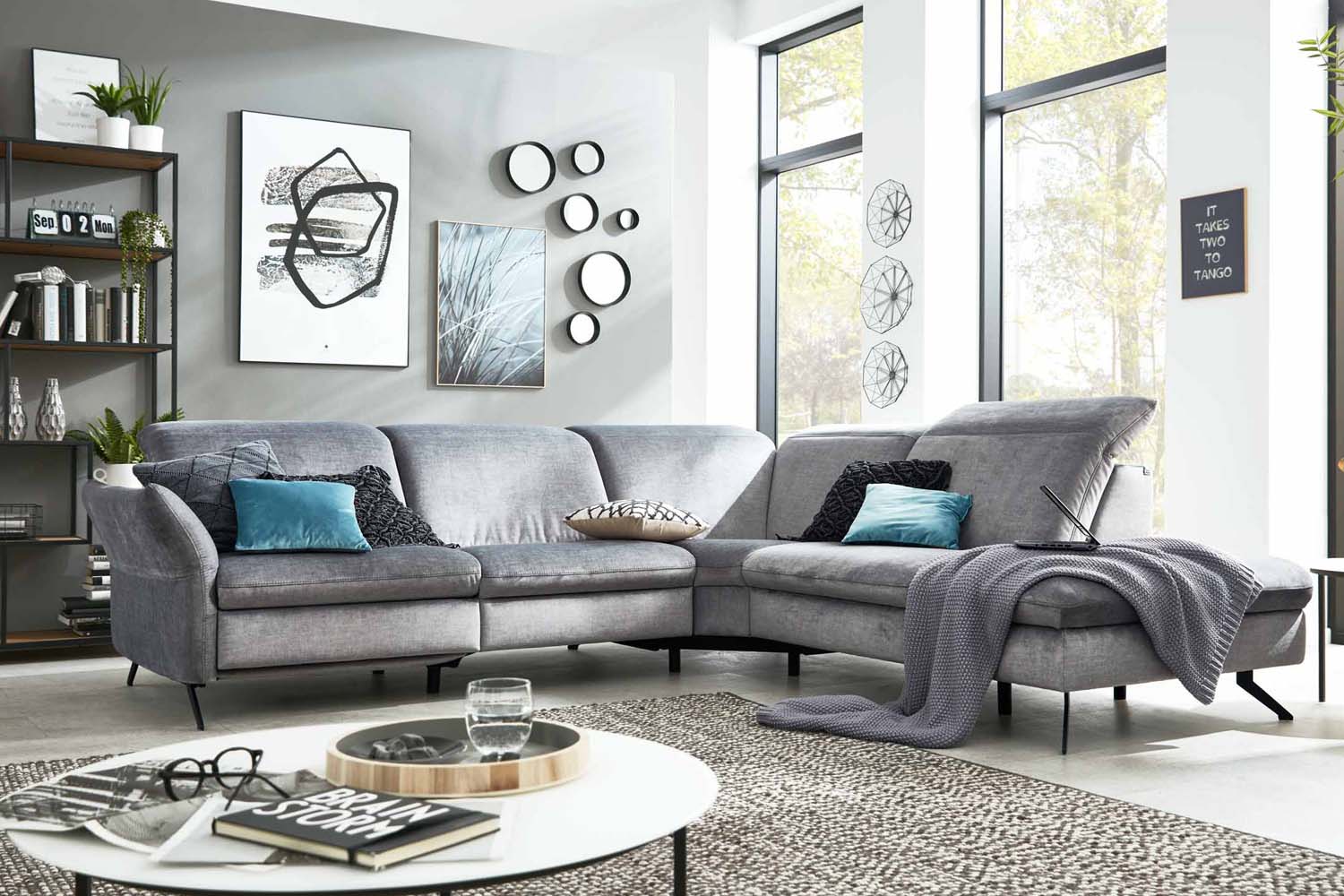 Couch Sofa Leder grau „cloudy grey“ top factory Zustand