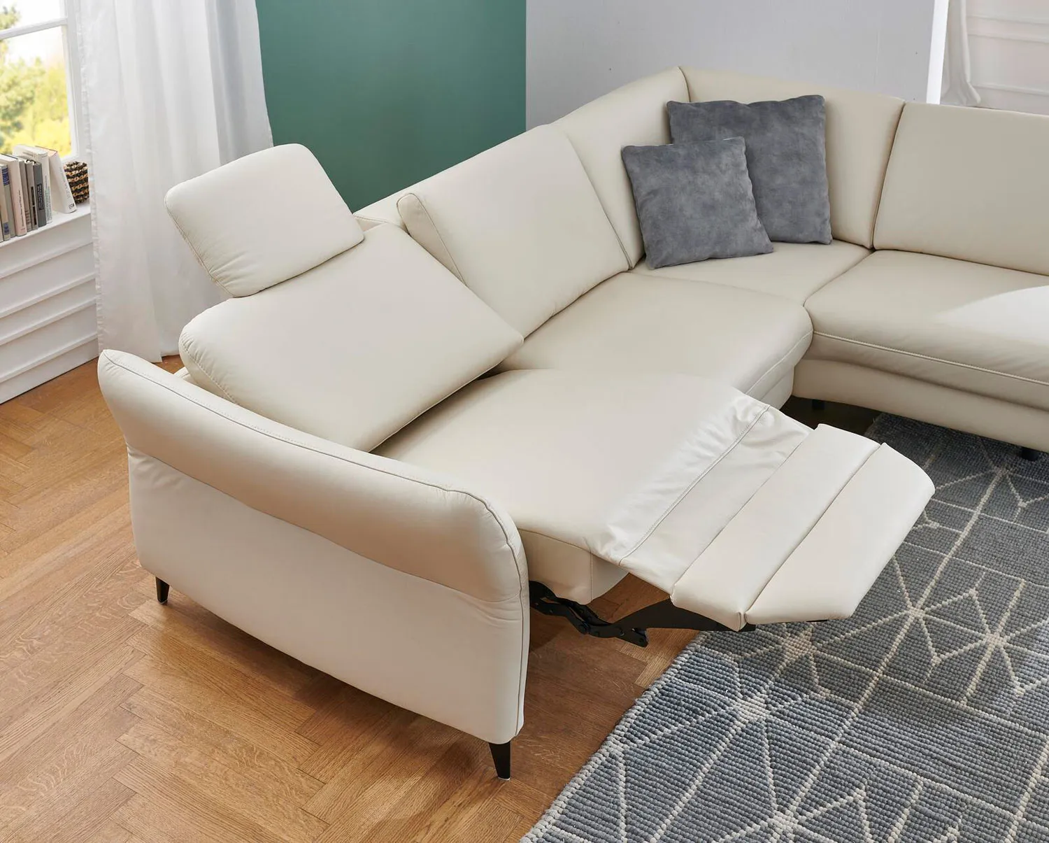 leder ecksofa kleine l-form beige rechts mit funktion